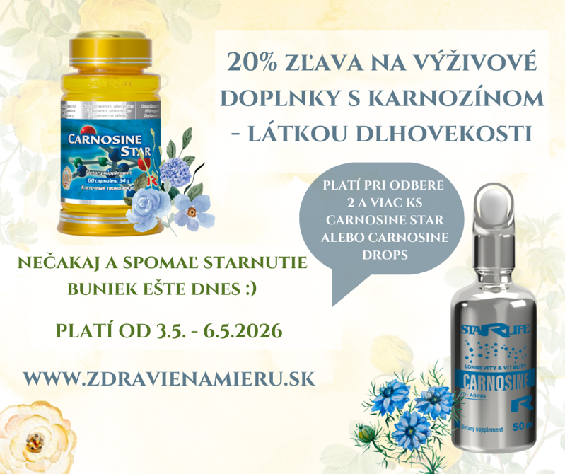 Získaj 20% zľavu na výživový doplnok CARNOSINE STAR a CARNOSINE DROPS